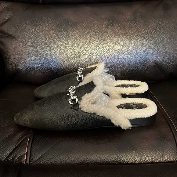 Christian Louboutin mens red bottom spike shearling leather loafer mules NWB - Picture 8 of 11